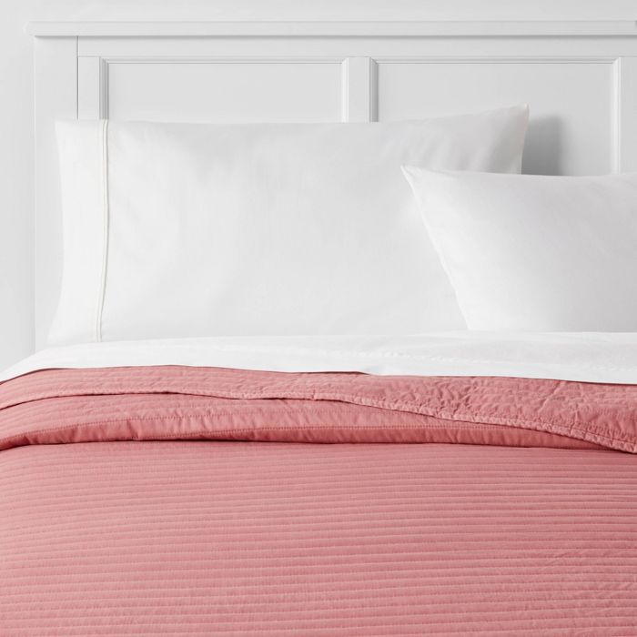 Full/Queen Garment Washed Microfiber Quilt Pink - Room Essentials&#8482; | Target