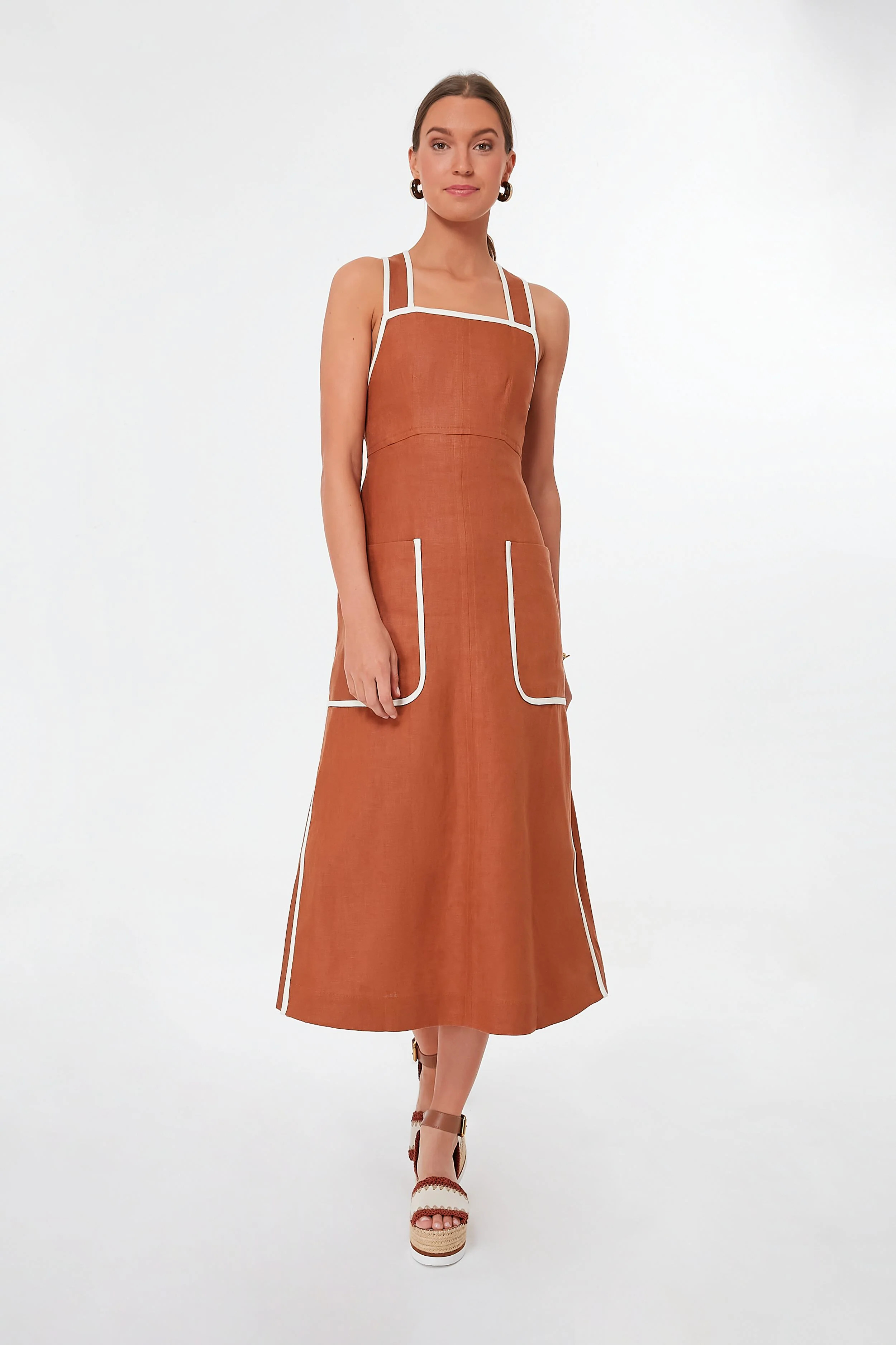 Brandy Contrast Bind Apron Dress | Tuckernuck (US)