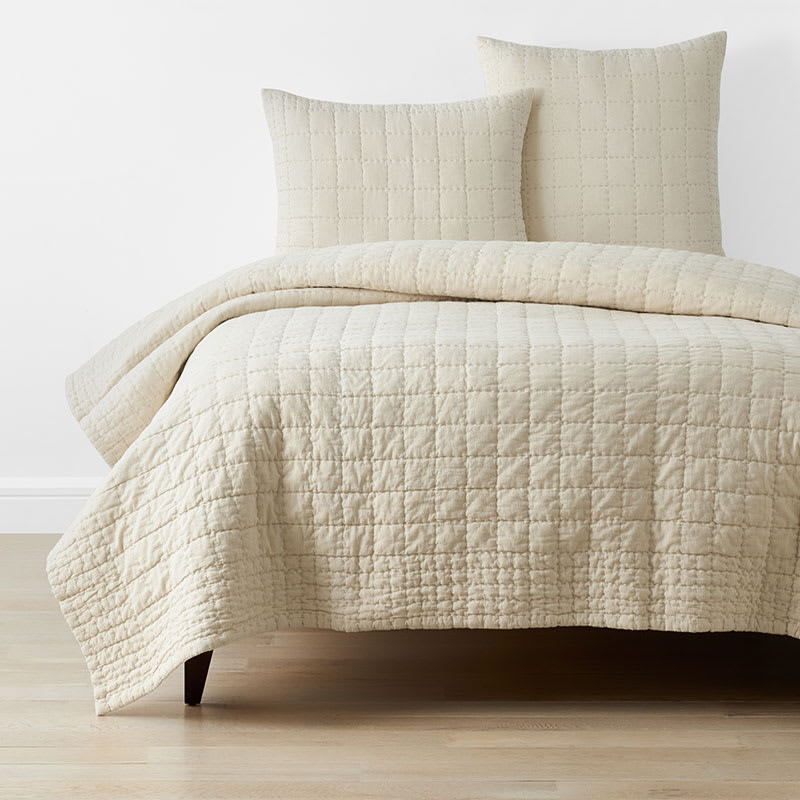 Box Stitch Quilt - Linen, Full/Queen | The Company Store
