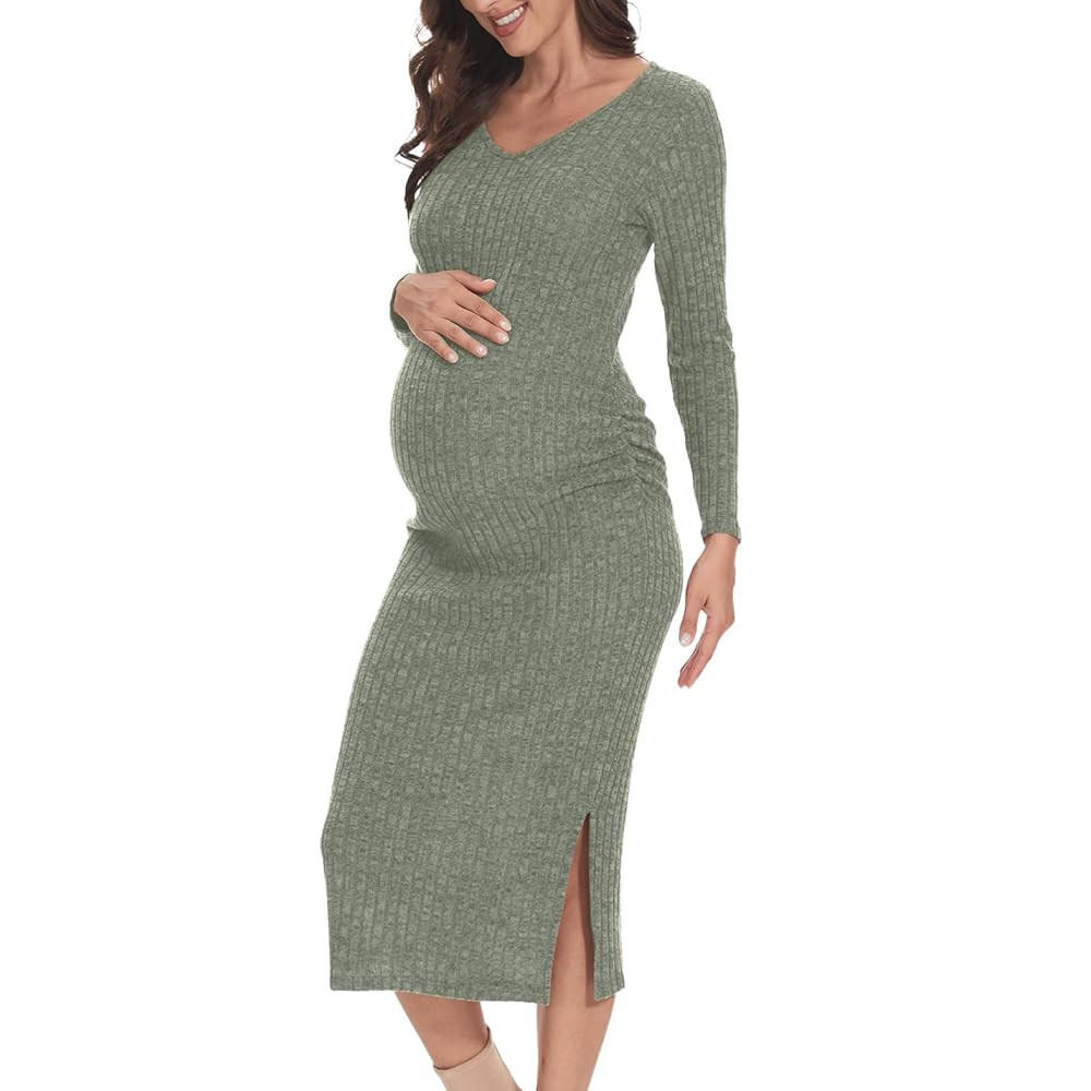 Long Sleeve Maternity Sweater Dress for Fall Winter Baby Shower & Photoshoot - Women's Pregnancy ... | Amazon (US)