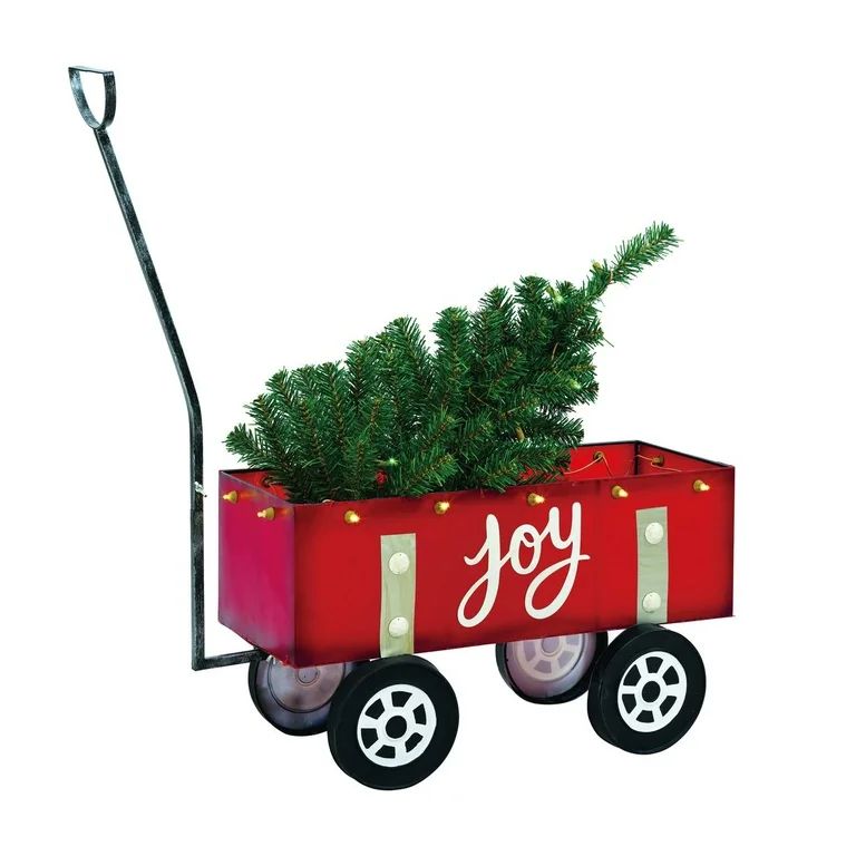 Holiday Time 32" Light-up LED Christmas Wagon with Tree, 30 Lights | Walmart (US)