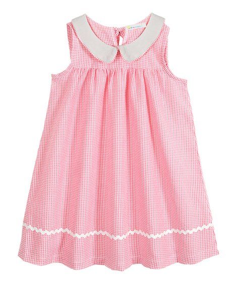 Sunshine Smocks Pink & White Gingham Peter Pan Collar Tank Dress - Toddler | Zulily