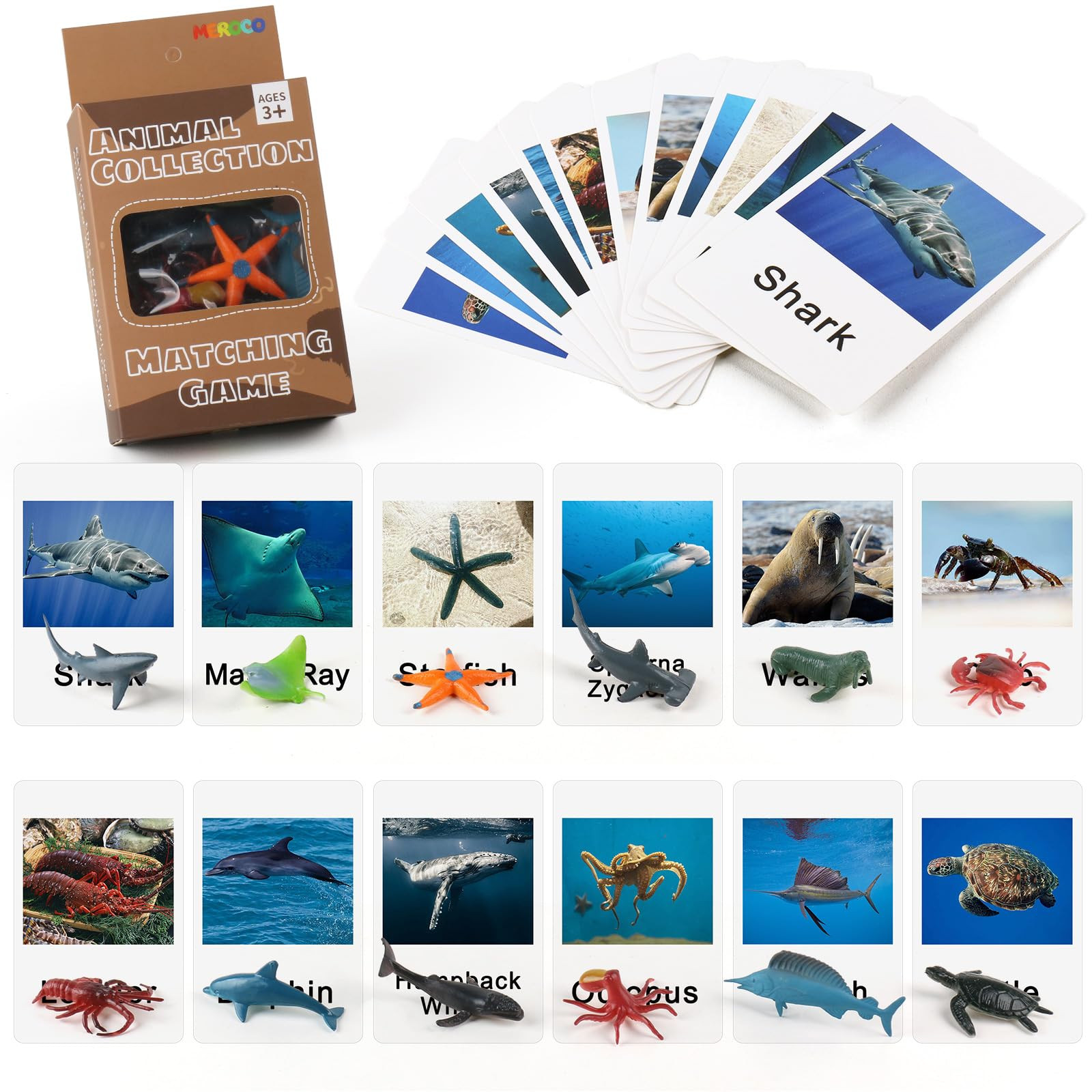 MEROCO Montessori Animal Match Game Cards Marine Animal Matching Montessori Language Materials To... | Amazon (US)