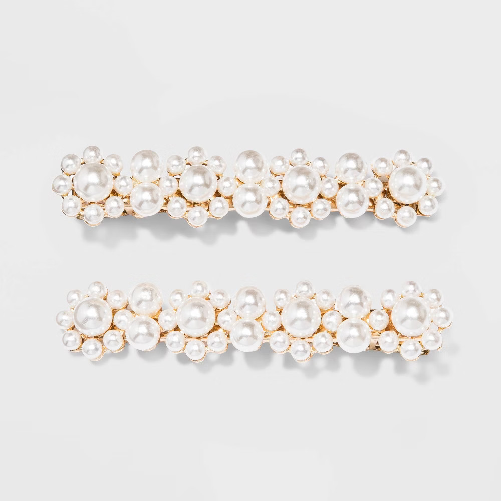 Cultured Pearl Hair Clips 2pc - A New Day™ White | Target