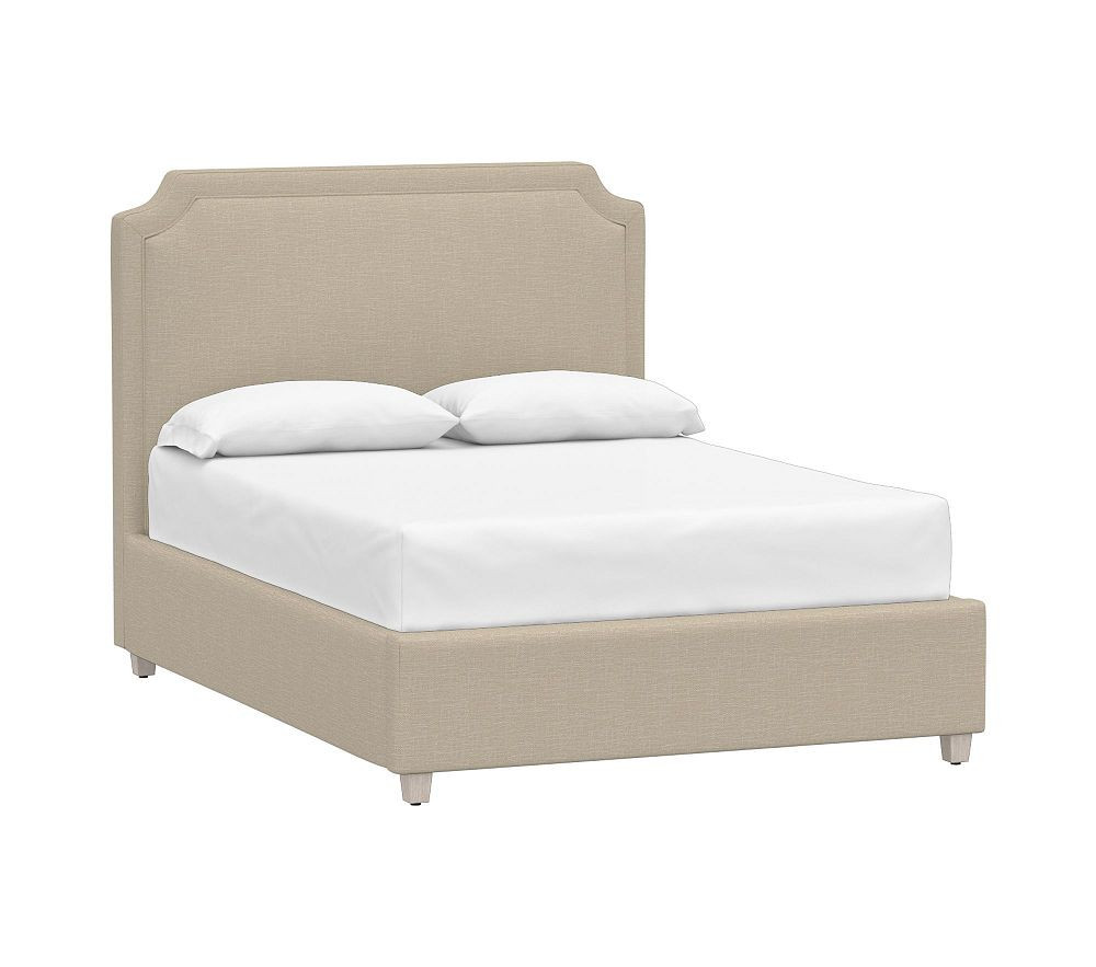 Ava Upholstered Storage Bed Full Performance Slub Weave Oatmeal | Pottery Barn Kids