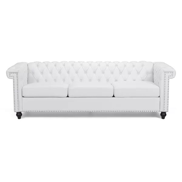 Johnstown 83" Wide Faux Leather Rolled Arm Chesterfield Sofa | Wayfair North America
