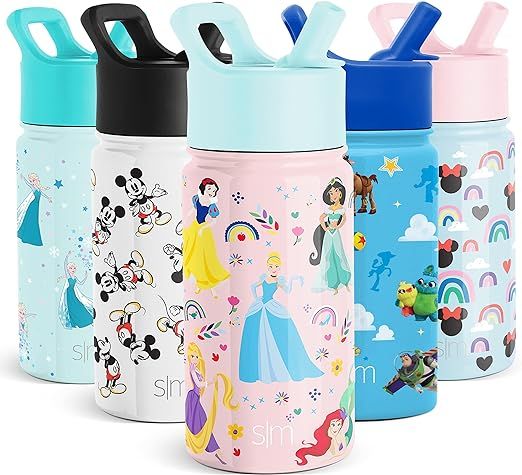 Amazon.com: Simple Modern Disney Princesses Kids Water Bottle with Straw Lid | Reusable Insulated... | Amazon (US)