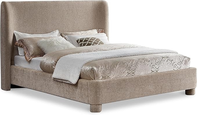 Meridian Furniture Penny Beige Chenille Fabric King Bed | Amazon (US)