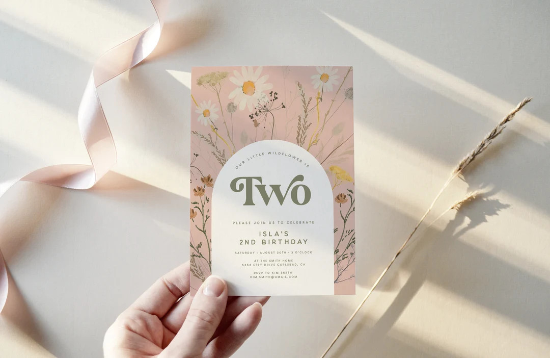 Wildflower Birthday Party Invitation, Birthday Invitation for Girls,  Girl Birthday Invites, Mode... | Etsy (US)