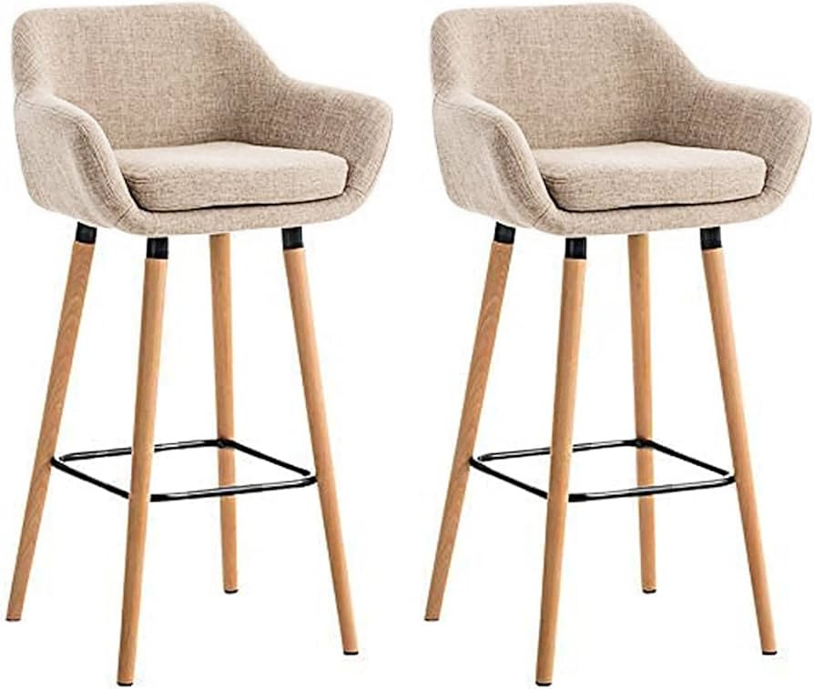 Taburete de Bar - Juego de 2 Sillas Altas con reposapiés y Respaldo - Sillas de Cocina - Diseño... | Amazon (ES)