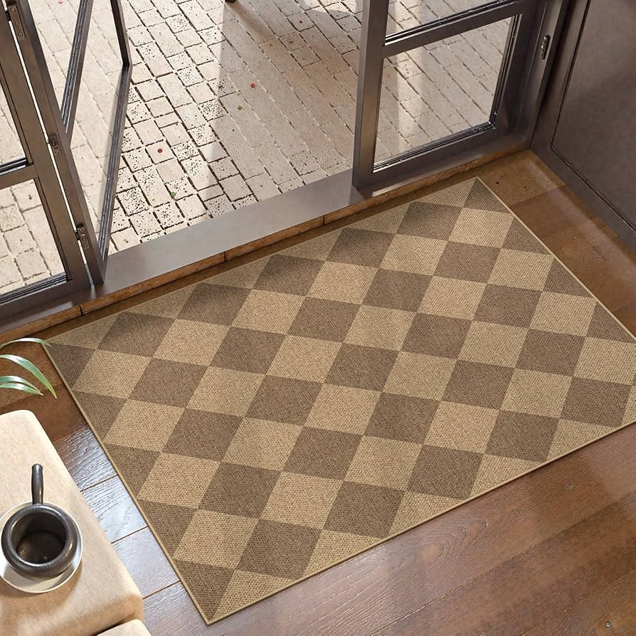 Lahome Colette Checkered Easy Jute Rug, 2x3 Entryway Rug Indoor Outdoor Front Door Mat, Farmhouse... | Amazon (US)