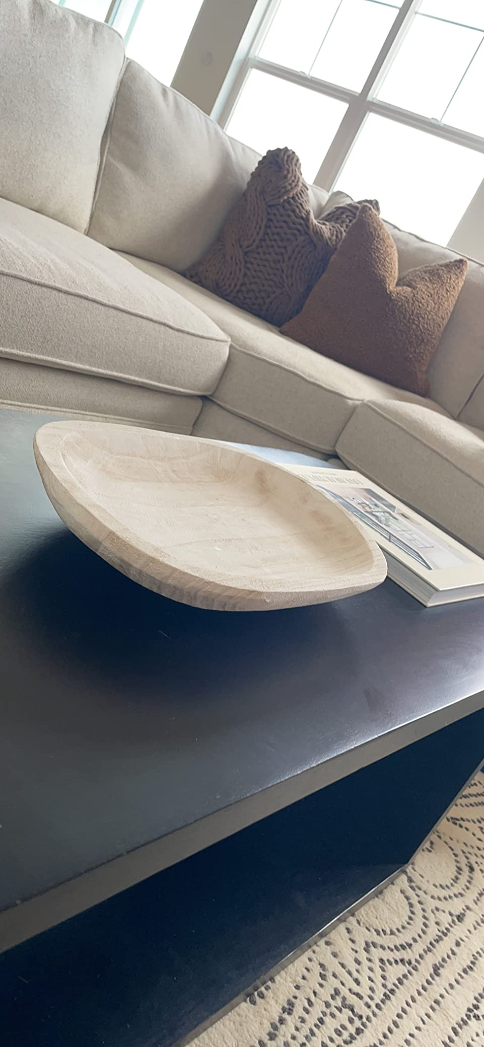 Bloomingville Hand-Carved Paulownia Wood Bowl with Whitewashed Finish | Amazon (US)