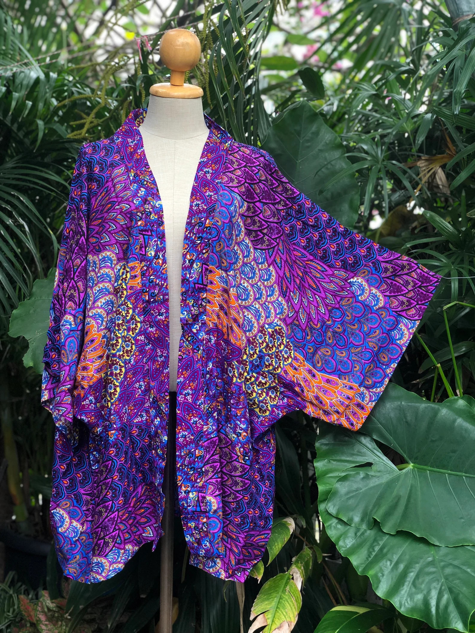 Peacock Boho Kimono Cardigan Hippie Oversize Gypsy Bohemian Tribal style colorful Rave Music fest... | Etsy (Global)