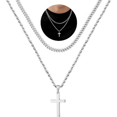 Cross Necklace for Men, Gold Black Silver Cross Necklaces Stainless Steel Cross Pendant Necklace Simple Jewelry Gifts Cross Chain Necklace for Men | Target