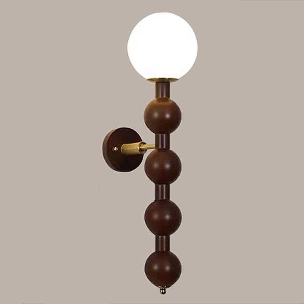 Mid-Century Modern Ash Wood Wall Sconce Stacked Spherical Ball Design with Milky Glass Globe LED ... | Amazon (US)