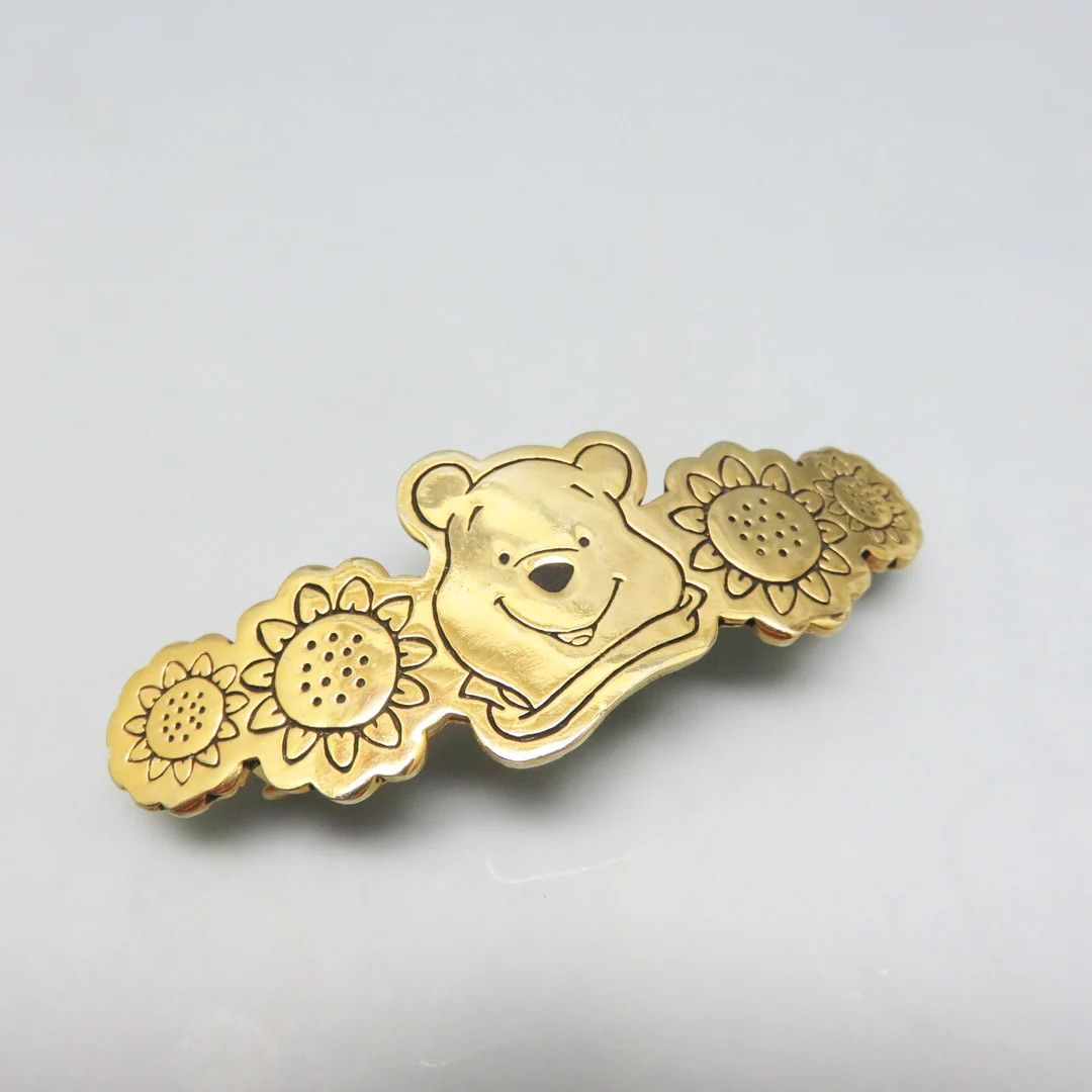 Winnie the Pooh Brass Metal Hair Barrette, Large Vintage Hair Barrette - Etsy | Etsy (US)