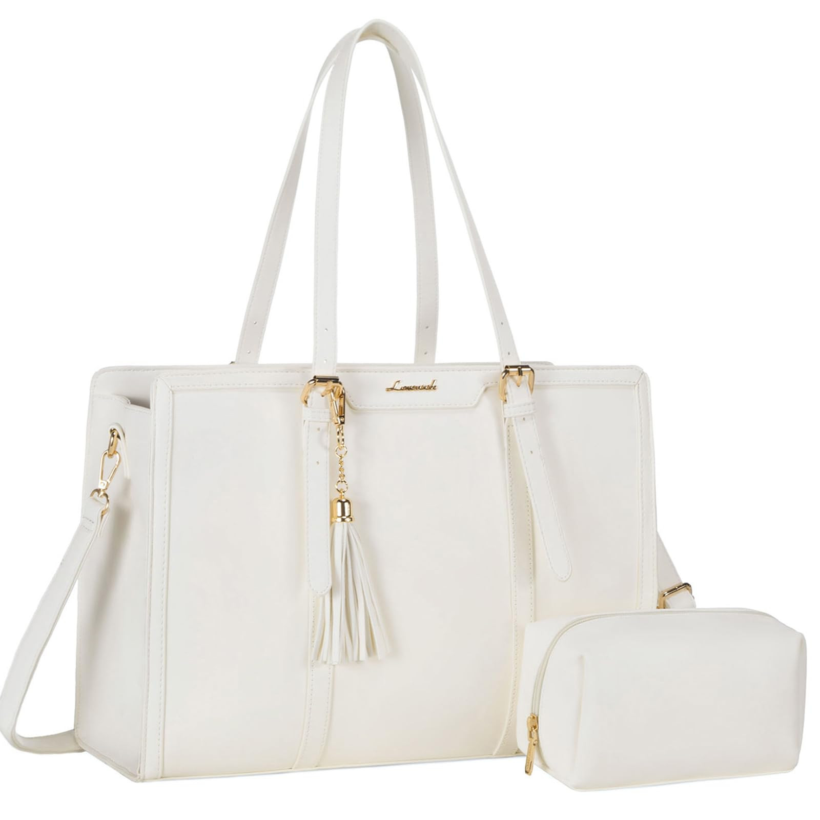 LOVEVOOK Laptop Bag for Women 15.6 inch Lightweight Leather Laptop Tote Bag, Large Capacity Compu... | Amazon (US)