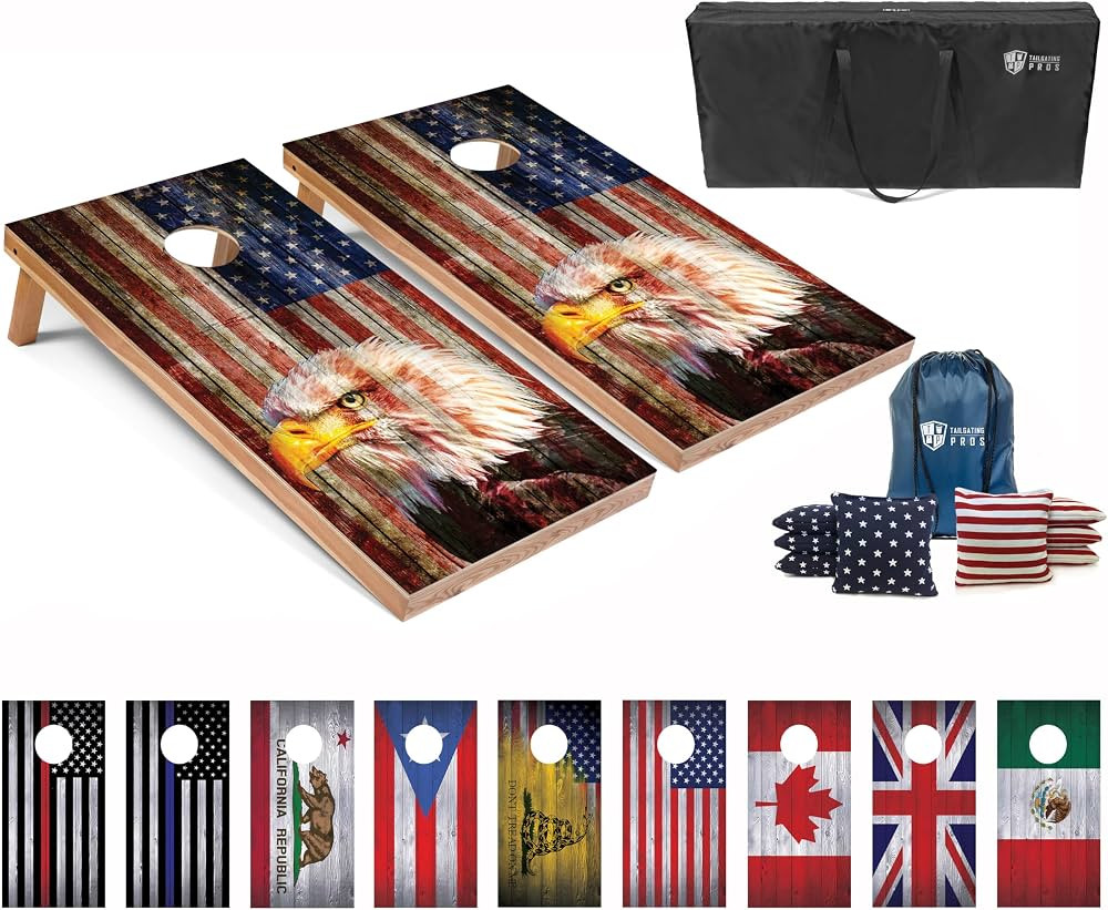 Tailgating Pros Regulation Cornhole Boards Flag Set - Includes 8 Bean Bags, Carrying Cases, and 4... | Amazon (US)