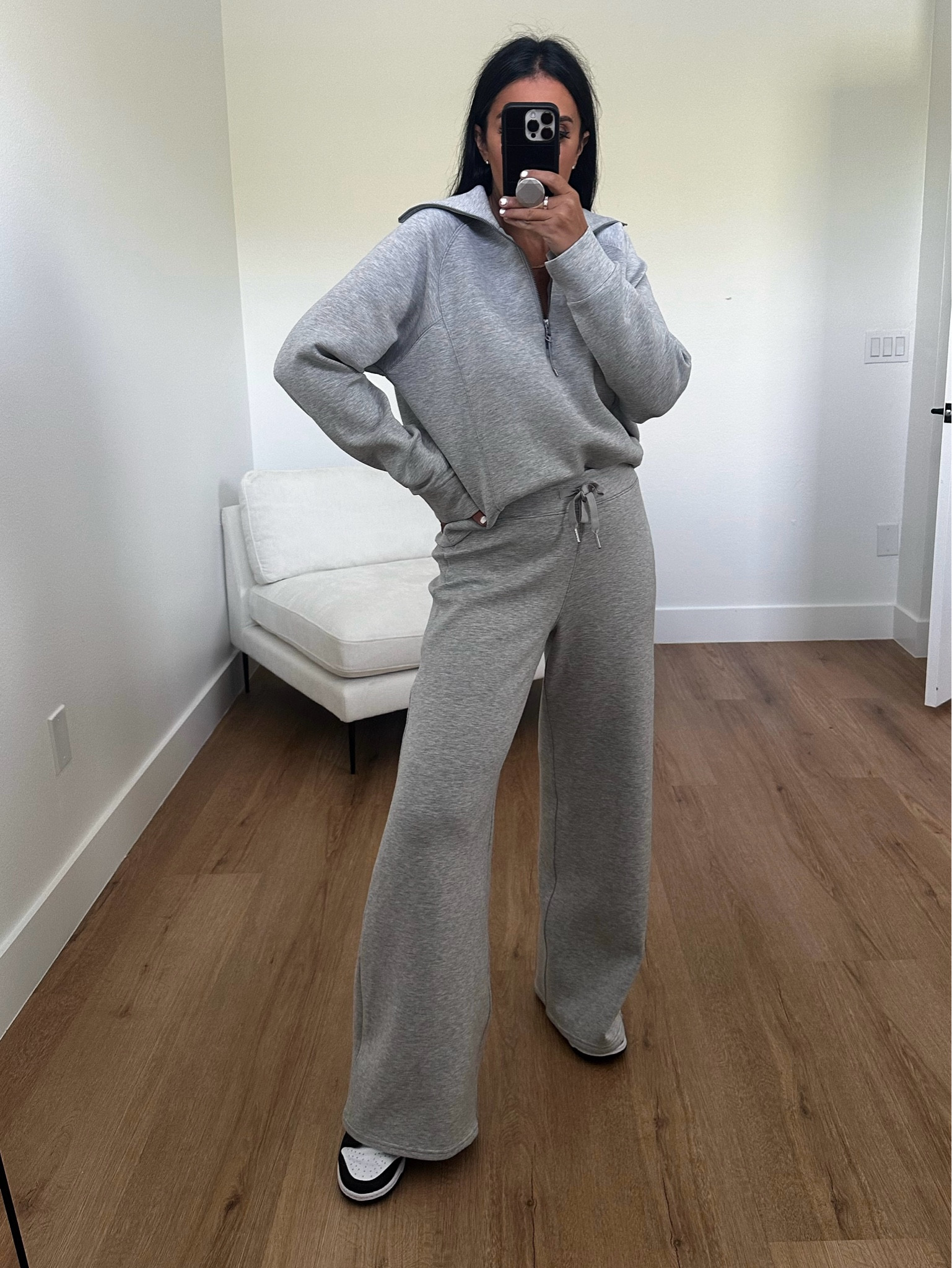 Spanx AirEssentials Wide Leg Pant. AirEssentials Half Zip. Adidas Sambas