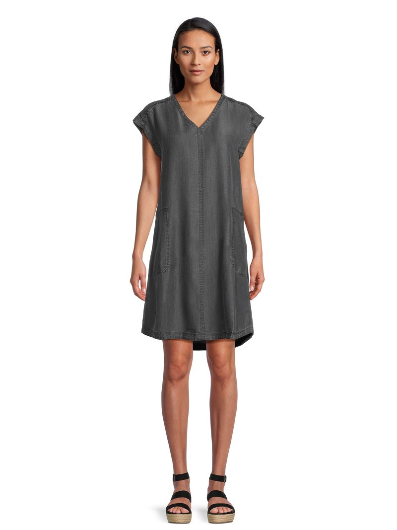 Time and Tru Women's Dolman Sleeve V-Neck Shirt Dress | Walmart (US)
