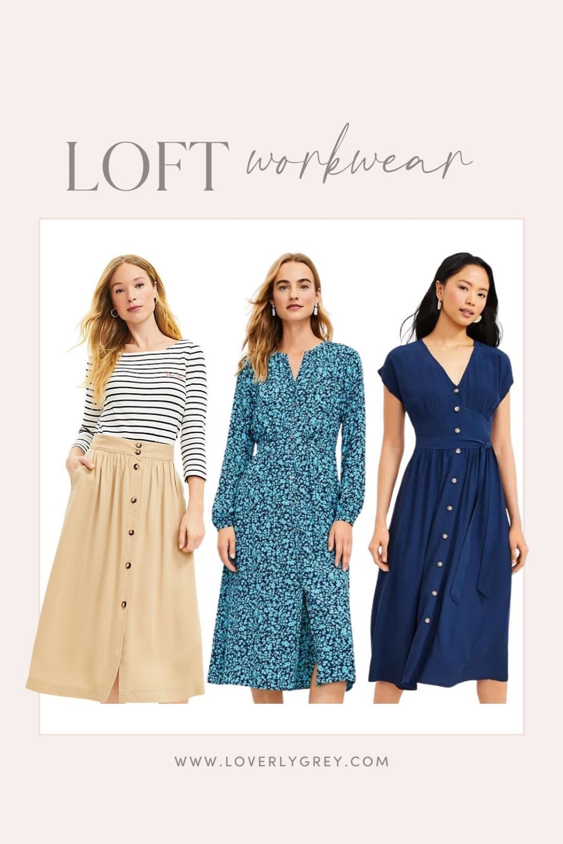 Loving these Loft workwear pieces for spring! The button front skirt could be styled several ways! 

#LTKworkwear #LTKFind #LTKstyletip