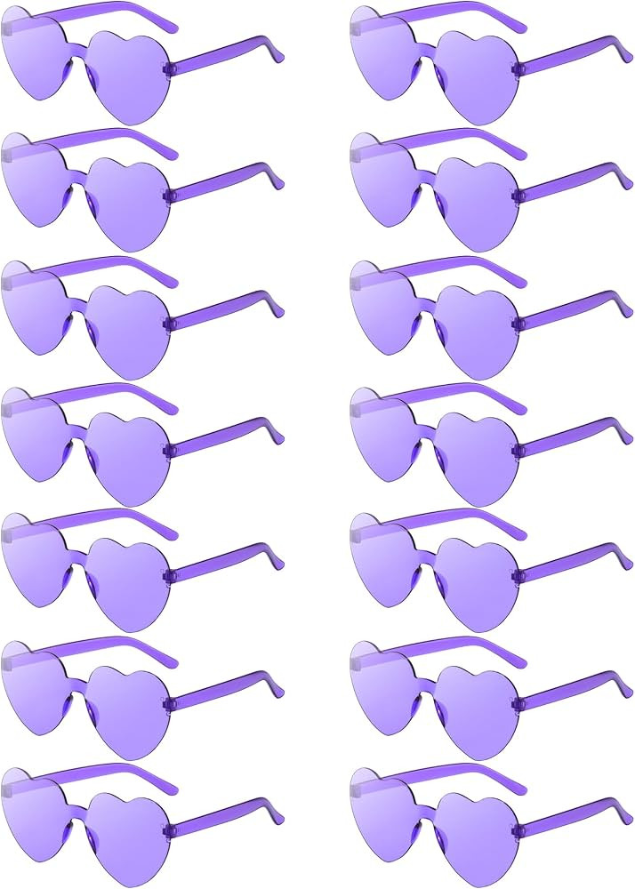 LUCKYCHRIS 14 Pairs Heart Sunglasses for Women Transparent Heart Shaped Sunglasses Bulk Fun Sungl... | Amazon (US)