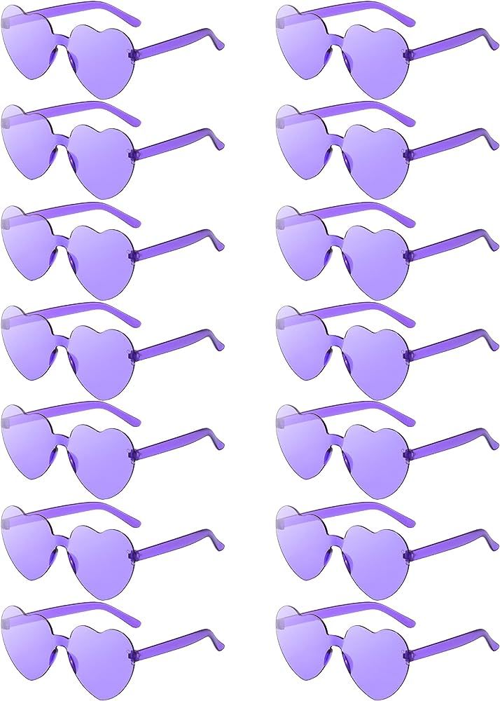 LUCKYCHRIS 14 Pairs Heart Sunglasses for Women Transparent Heart Shaped Sunglasses Bulk Fun Sungl... | Amazon (US)