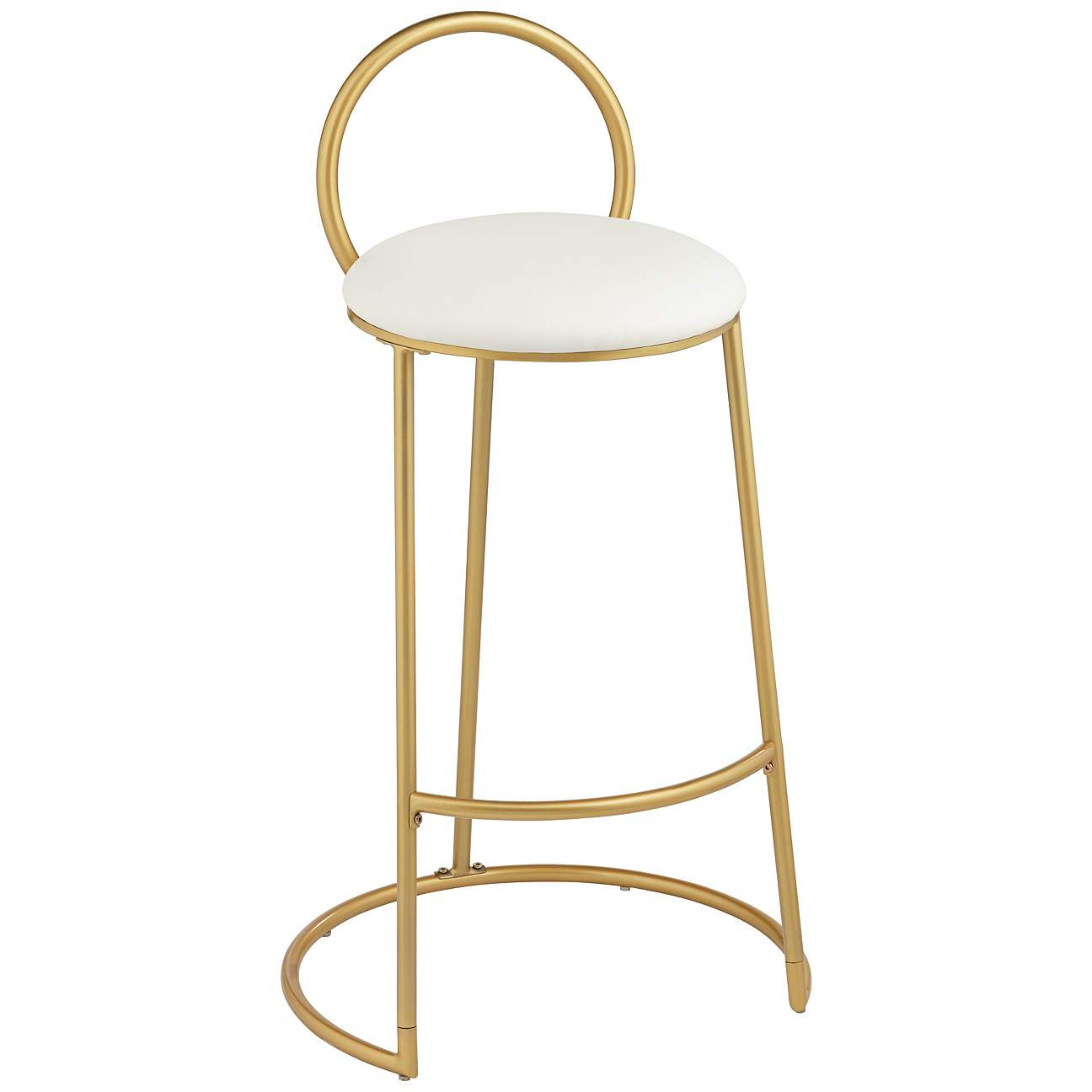 Claire 30 1/2" Hammond Gold and White Faux Leather Barstool | Lamps Plus