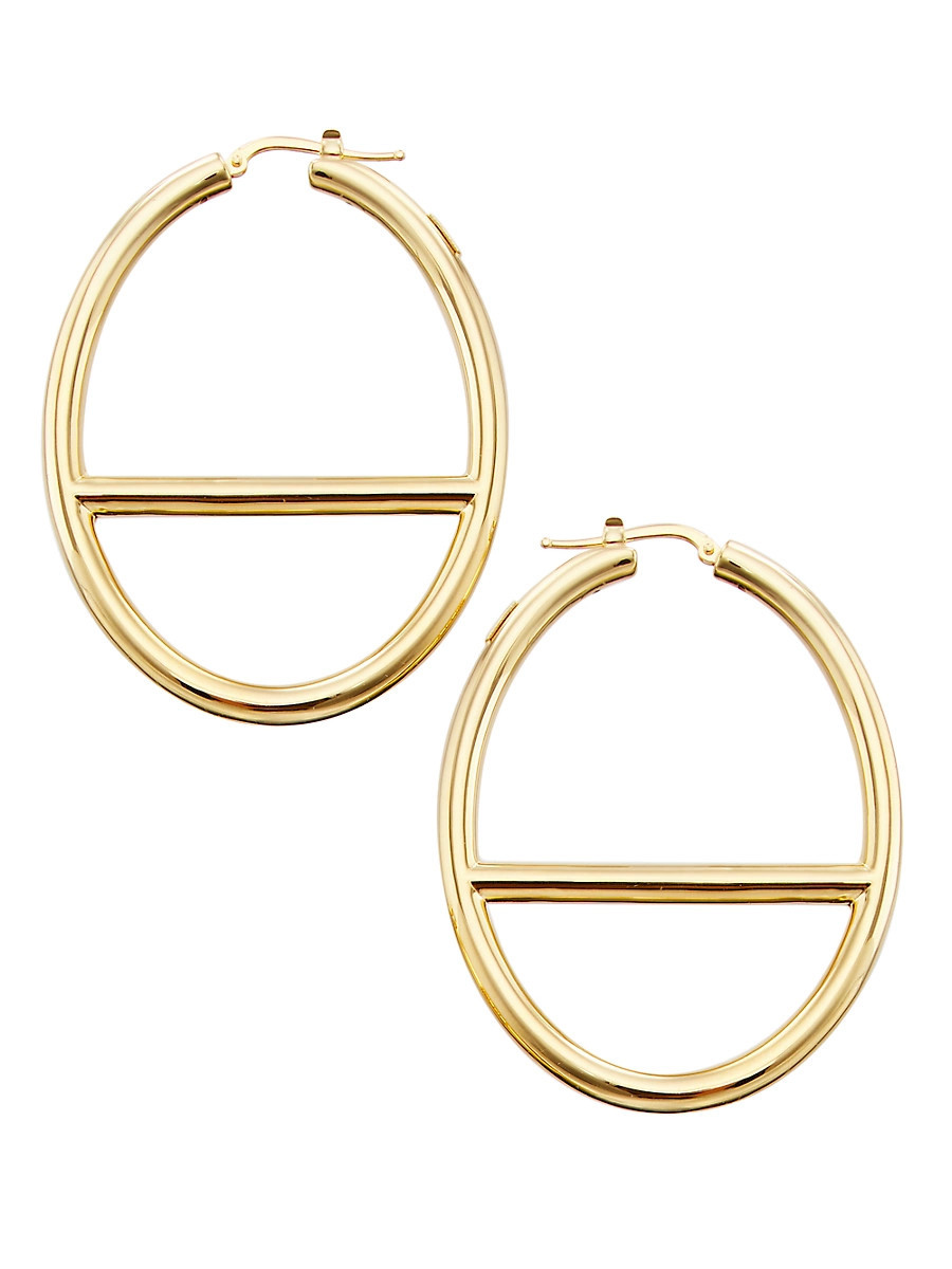 Women's 14K Yellow Gold Large Oval Mariner-Link Hoop Earrings - Gold | Saks Fifth Avenue