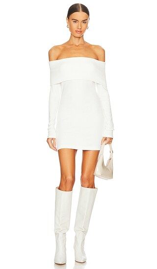 x REVOLVE Off-shoulder Sweater Mini Dress in Winter White | Revolve Clothing (Global)