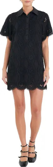 Embroidered Cotton Blend Mini Shirtdress | Nordstrom