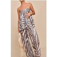 Brown Oversized Zebra Print Pants | PrettyLittleThing US