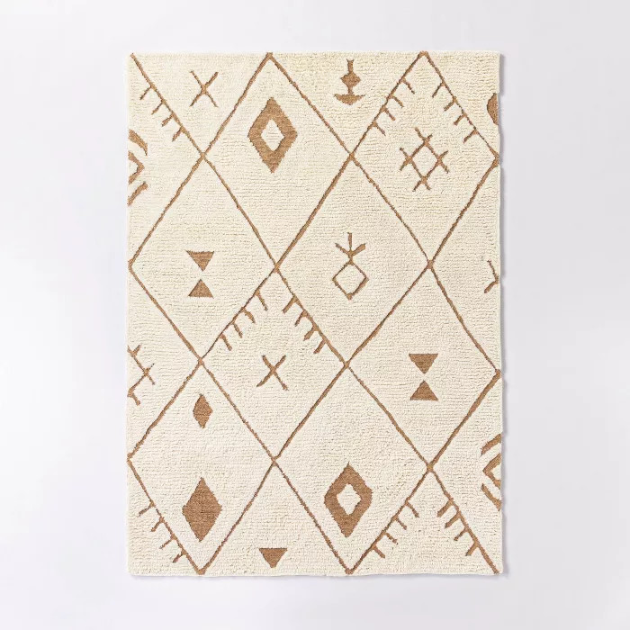 5'x7' Claybourne Geometric Shag Diamond Wool/Jute Area Rug Ivory - Threshold™ desig... | Target