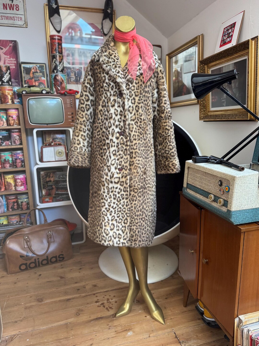 Fab Original Vintage 1960s 70’s Astraka Leopard Print Knee Length Faux Fur Long Coat.size Small... | Etsy (US)