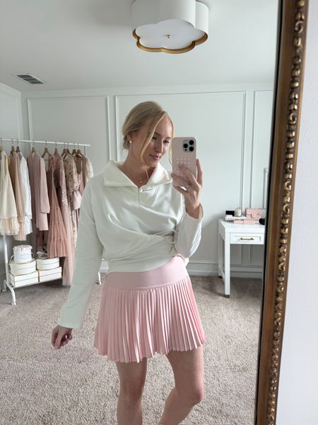 I’ve paired this Tuckernuck pullover with my new pleated skirt from Lululemon for a cute and casual spring look. Throw on some sneakers and you’re all set for a day running errands  

#LTKSeasonal #LTKstyletip #LTKfitness