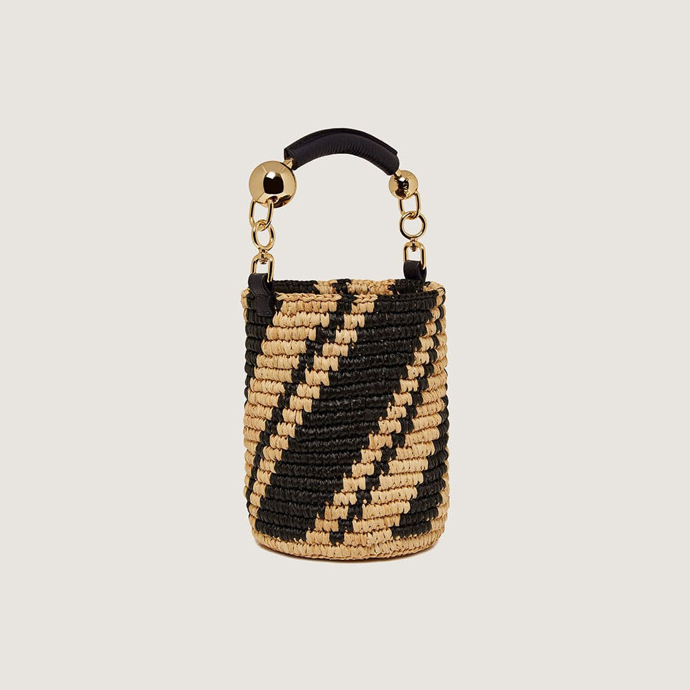 Strathberry - Crescent Basket - Black / Beige | Strathberry