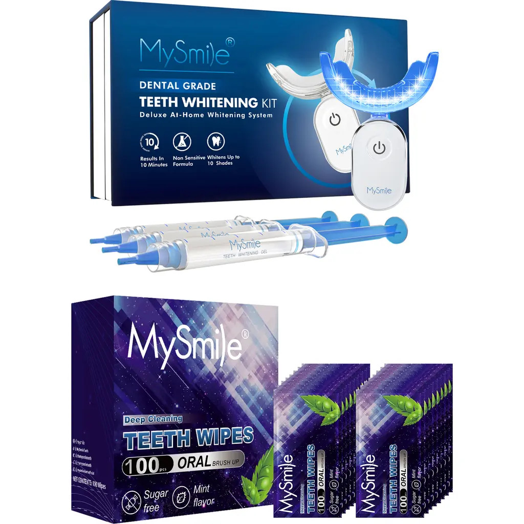 MySmile Advanced Teeth Whitening Kit With Teeth Wipes Double Pack in Blue at Nordstrom | Nordstrom