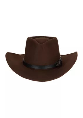 San Diego Hat Company Women's Faux Felt Cowboy Hat with Double Buckle Band, Brown | Belk