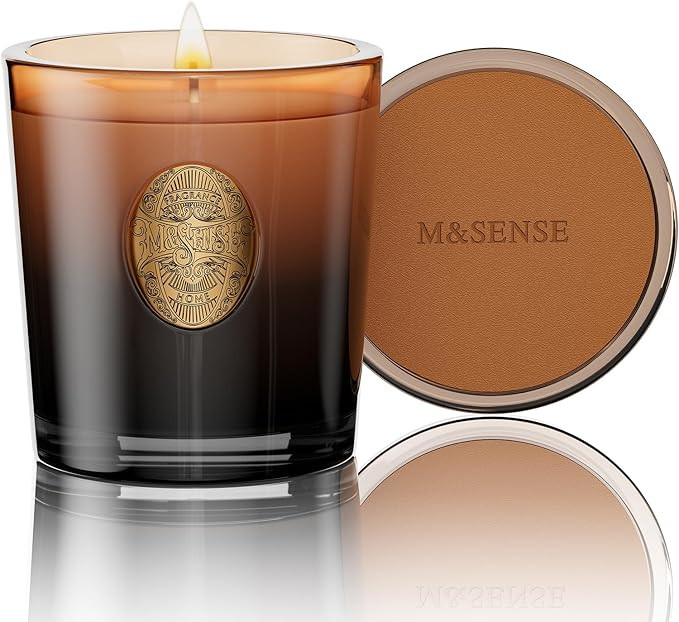 M&SENSE Natural Soy Candle | Mahogany Sandalwood & Black Brown | 9.2 oz, 50H Burn Time | Luxury S... | Amazon (US)