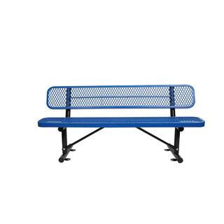 72.4 in. 4-Person Seating Capacity Metal Outdoor Bench 6 ft. Outdoor Steel Bench with Backrest in Blue Finish | The Home Depot