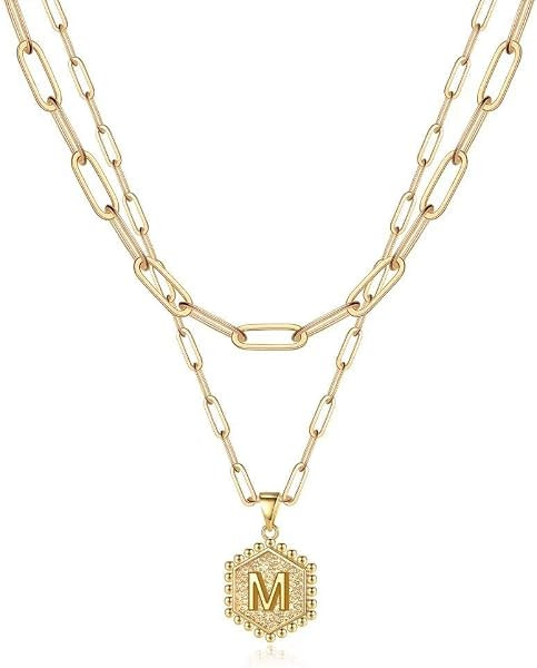 M MOOHAM Dainty Gold Necklace for Women - 14K Solid Gold Over Layering Necklaces for Women Cute H... | Amazon (US)