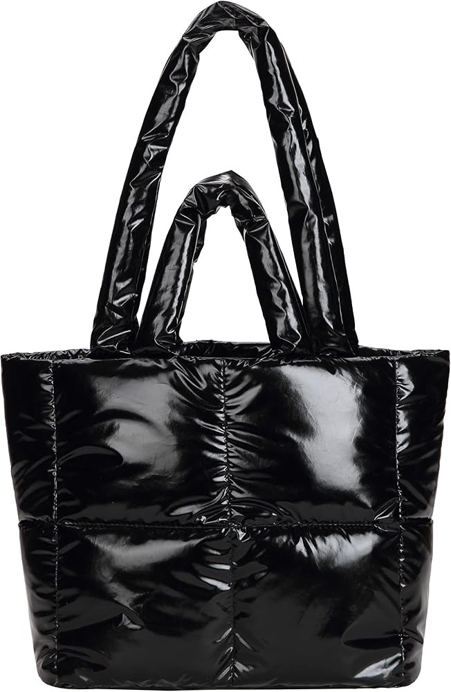 Puffer Tote Bag with Zipper for Women Quilted Soft Padded Shoulder Handbag Large Capacity Purse f... | Amazon (US)