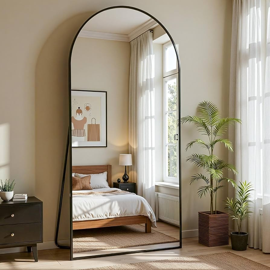 Full Length Mirror, 69"x28" Arched Full Body Mirror, Floor Mirrors with Stand, Body Mirrors Stand... | Amazon (US)