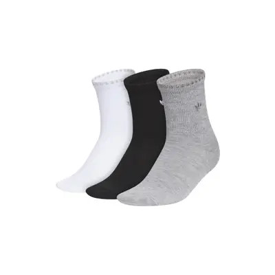 adidas Gender Inclusive Originals Assorted 3-Pack Lettuce Edge Ruffle Quarter Socks in Branch Brown/Warm Vanilla at Nordstrom, Size Medium | Nordstrom