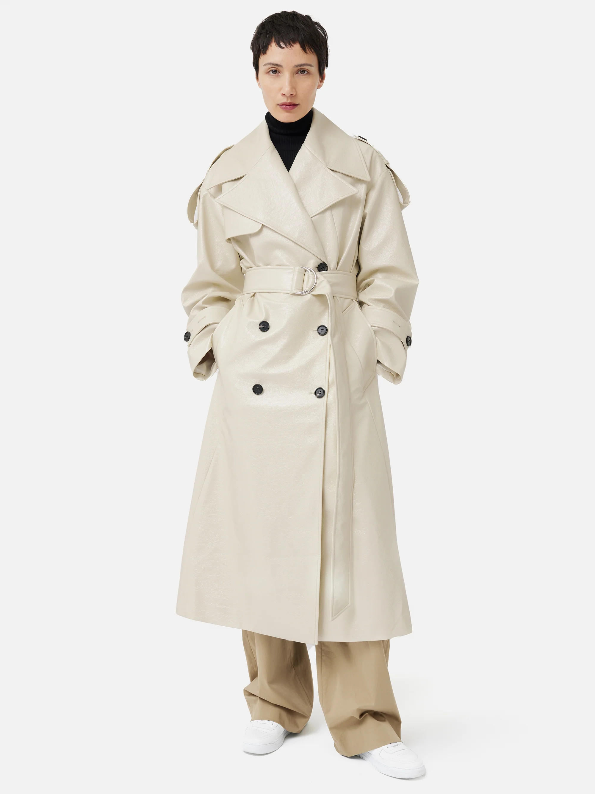 Nelson Patent Trench Coat | Cream | Jigsaw (UK)