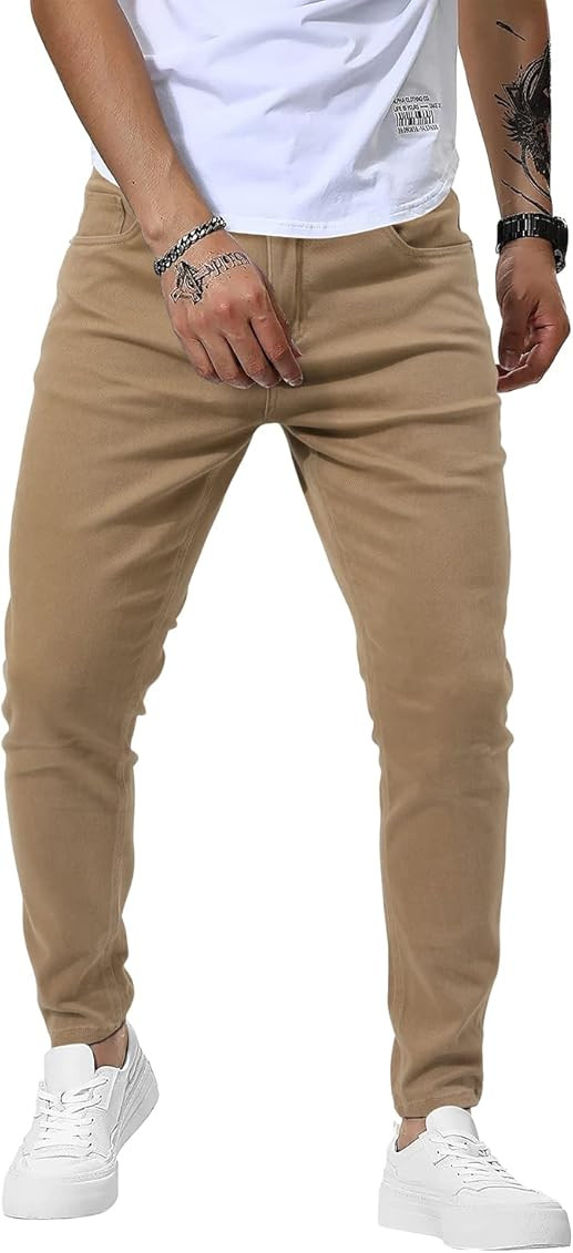 Woenzaia Jeans for Men Slim Fit Denim Jeans Stretch Skinny Tapered Jean Pants | Amazon (US)