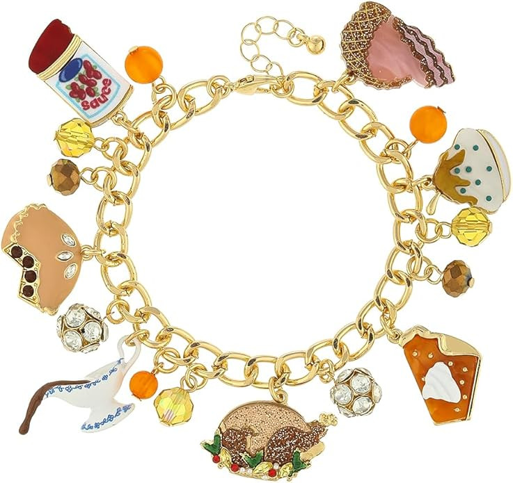 Madison Tyler Thanksgiving Bracelet for Women | Fun Turkey Pumpkin Pie Wine Sauce Ham Food Charm ... | Amazon (US)
