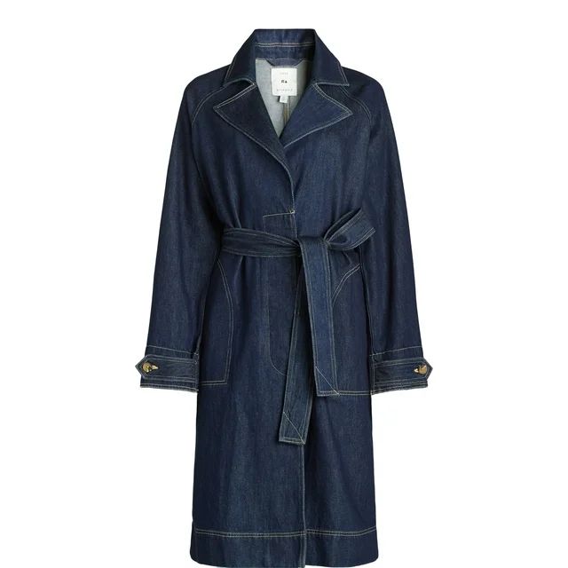 Free Assembly Women’s Belted Long Cotton Trench Coat, Sizes XS-XXL | Walmart (US)