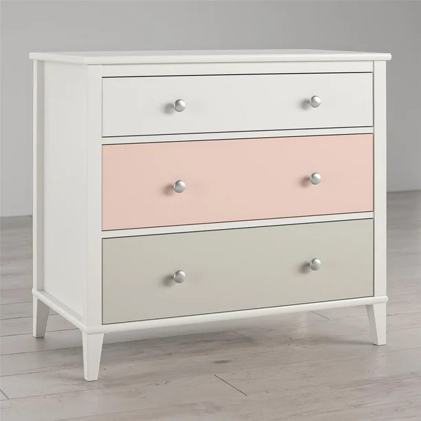 Little Seeds Monarch Hill Poppy White 3 Drawer Dresser, Peach and Taupe Drawers | Walmart (US)