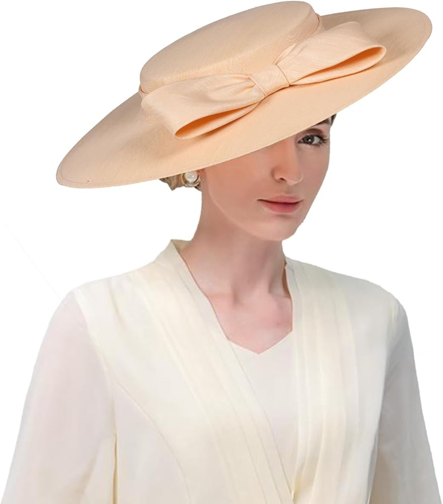 F FADVES Fascinators Women Wide Brim 20s 50s Derby Pillbox Hat Bowknot Cocktail Tea Party Church Dress Hats | Amazon (US)